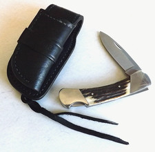 VINTAGE NOS BUCK SCRIPT STAG DUKE 500 KNIFE SHEATH NEVER USED NEVER PACKED picture