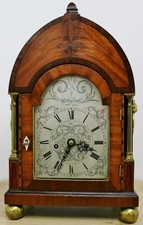 Rare Unusual Antique English Twin Fusee Gothic Style Lancet Top Bracket Clock picture