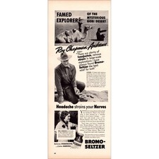 1939 Bromo-Seltzer Roy Chapman Andrews Original Vintage Print Ad picture