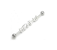 2 14g Vertical Barbell 1.75 Inches Bitch Helix Orbital industrial lobe Ear Ring picture