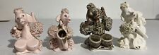 Vintage Spaghetti Poodles. 4 Total. Pink, Gray And White. Playing Instruments. picture