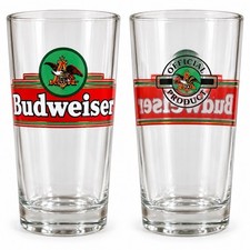 Budweiser 16oz Pint Glass Official Anheuser-Busch Classic Lager Bar Glass picture