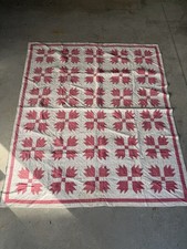 Vintage Beautiful Bear Paw Red Handmade Quilt. picture