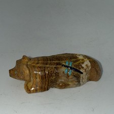 Zuni Brown Badger Fetish with Dragonfly by Clissa Martin (Turquoise eyes) picture