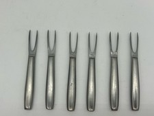Set Of 6 Vtg Stainless Cocktail Mini Forks 3 1/2