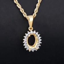 Pendant Hold Oval Setting Semi Mount Diamond Accents In 14k Yellow Gold Plated picture