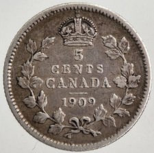 1909 Canada 5 Cents Silver Coin | Very High Grade | a7810 picture