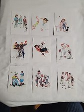 Set Of 9 Vintage Norman Rockwell Painting Copy Postcards Great Shape picture