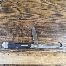Schrade Old Timer S-OTHP Folding Pocket Knife 2 Blade Gut Hook Brown Handle NOS picture