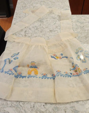 New Vintage Maid’s Apron Set 1940's 50's Linen Lace Cuffs Collar Lot of 3 Aprons picture