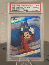 2025 Topps Chrome Disney #190 Sorcerer's Apprentice Mickey BLUE /150 PSA🔥 picture