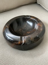 VTG HEAVY BLACK ONYX CIGAR/CIGARETTE 7” ASHTRAY 2 slots picture