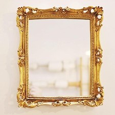 Ornate Gold Baroque Frame Mirror Luxury Elegant Small Rectangle Square Gold W... picture