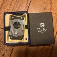 Colibri SV-Cut Cigar Cutter Dual Straight & V-Cut Silver Chrome-Great Condition picture