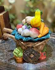 Vintage Fitz and Floyd 1998 Vegetable Garden Cart Cookie Canister Jar Bowl picture