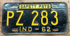 NICE, VERY COOL VERY UNIQUE 1962 INDIANA LICENSE PLATE, PZ 283, POWER ZOOM 283 picture