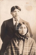 c1910s Native Americana Studio Indian Couple RPPC Photo Postcard COPY picture