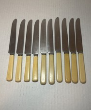 VTG Bakelite Handle STA-BRITE Stainless Steel Flatware Lot of 10 Knives picture