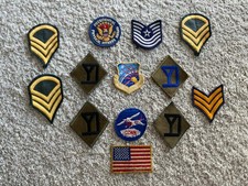 Vintage US Military Patches Lot - WWII 43rd Infantry, Rank Insignia & Awards picture