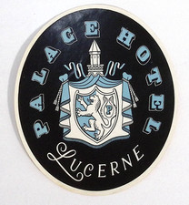Palace Hotel Lucerne Switzerland  Illustrated Vintage Luggage Label 4
