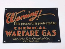 Original U.S. Pre WWII Era Lake Erie Chemical Company Chemical Warfare Gas Sign picture