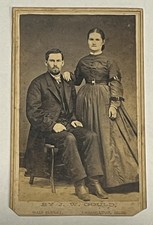 Antique Victorian Couple CDV Photo J.W. Gould Carrollton Ohio Civil War Era picture