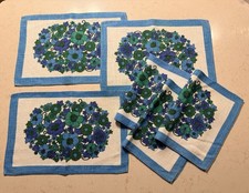 Vintage Boho Retro Flower Power Placemats x 6 Purple Blue and Green picture