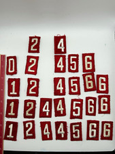 Vintage BSA Boy Scout Troop Number Uniform Patches Red White Numerals Lot of 27 picture