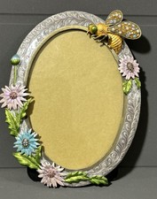 Rucinni Small Picture Photo Frame Jeweled Enamel Bee with Flowers Crystals picture