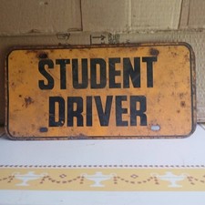Vintage steel Student driver metal plate sign picture