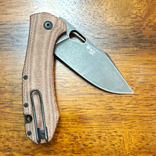 Giant Mouse Grand M390 Drop Point Plain Edge Red Micarta  picture