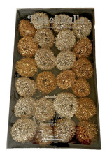Department 56 TINSEL BALLS Gold And Silver Christmas Wire Mesh Holiday Lot of 24 picture
