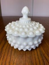 Fenton Art Milk Glass Covered Candy Dresser Dish 1950’s picture