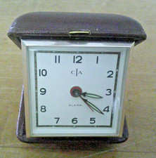 Vintage CIA Travel Alarm Clock in Travelling Hard Case Fine working picture
