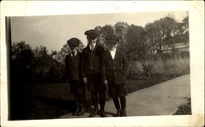 Young boys hats knickers like Spanky & Our Gang~early 1900s RPPC real photo picture