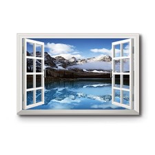 Renditions Gallery Fake Window View Canvas Snowy Mountain Lake 32