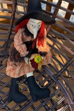 Vintage Delton Soft Sculpted Sitting Witch Doll Halloween Folk Art Decor 23