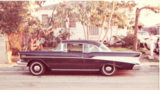 VTG PHOTO 1957 CHEVROLET BEL AIR COUPE AUTOMOBILE CAR OOAK 3.5