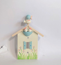 Vintage 1962 IRMI Birdhouse Nest Wood Light Switch Plate Nursery MCM Birds C4 picture