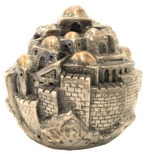 Vintage Old City Jerusalem 925 Round Sculpture Judaism Hebrew Israel Judaica picture