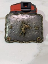 Vintage Sterling Silver Front Belt Buckle Aleppo Shrine Bullriding Trophy 1987 picture