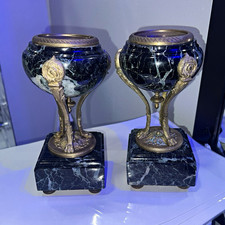 Black marble and brass, with patina, French, Urns, Centerpieces, Decorative picture