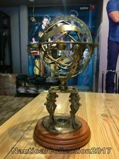 Brass Armillary Sphere Large Engraved 18 Inches Lion World Globe Sundial picture