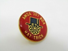 Vintage AMOA NDA Darts Pin Hat Trick 301 Game Award Lapel Pinback Top Hat Design picture
