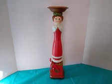 Vintage Kathe Wohlfahrt Hand Carved Folk Art Pillar Candle Holder Germany 16
