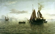 Beautiful large Oil painting ships on the sea Handmade art on canvas Decor 36