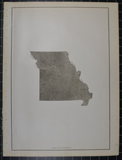 MISSOURI - RELIEF MAP - B&W - 1912 - RAND-McNALLY NEW COMMERCIAL ATLAS picture