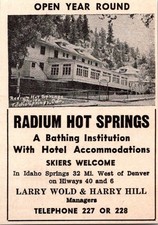 Radium Hot Springs Larry Wold & Harry Hill Hiways 40 & 6 1948 CO Ad TAK2-S19 picture