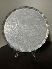 Vintage Crinkle Etched Aluminum Serving Tray 13