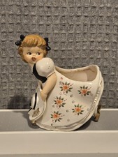 Vintage Royal Sealy Japan Girl With Bonnet Planter Mid Century Ceramic Figurine  picture
